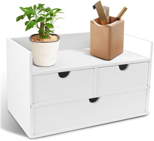 Charmewooden Bamboo Desk Organizer With Drawers Countertop Drawers Counter Storage Box Corner Desk Organizer for Home Office No Assembly Required by Charmewooden
