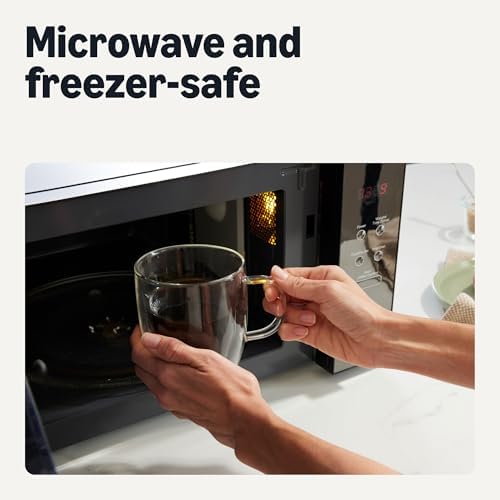 Amazon Basics Double Walled Glass Coffee Mugs, 4-Piece Set, 12 oz., Dishwasher-Safe, Borosilicate Glass - Image 4