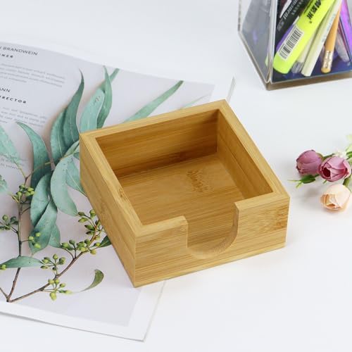 Buqoo Wood Color Bamboo Sticky Note Holder - Image 4