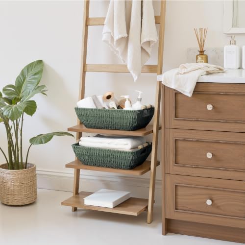 StorageWorks Large Wicker Basket, Woven Basket for Shelves, Bosana Green - Image 2