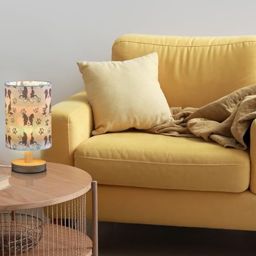 Fustylead Lovely Border Collie Dog and Paw Print Bedside Table Lamps with USB Port for Bedroom Lamp Accent Table Lamp Small Nightstand Lamp Linen Shade Decorative Lamps for Kids|Reading|Dome|Home - Image 2