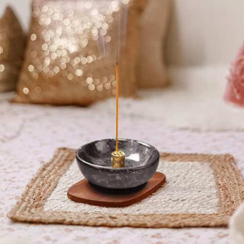 Vrupin Natural Marble Incense Burner, Handmade Incense Stick Incense Burner Reflux Burner, Ideal for use in Meditation, Incense Smokers and Decoration. (Black) - Image 4