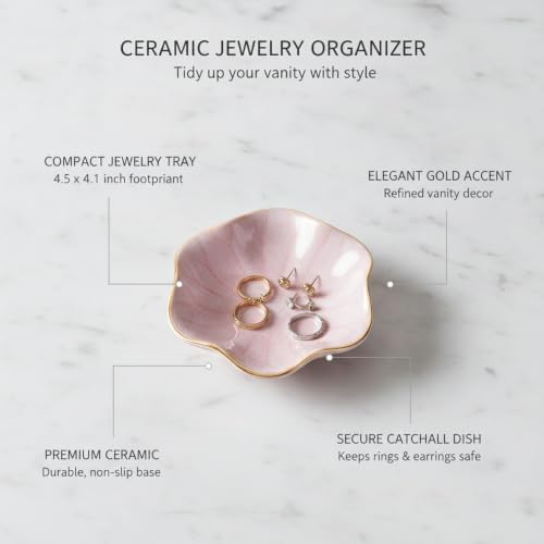 Small Ceramic Jewelry Tray for Rings and Earrings, Decorative Catchall Dish for Vanity, Nightstand, or Dresser Top - Image 4