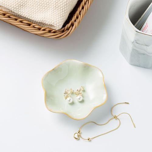 Lotus Leaf Ceramic Jewelry Ring Dish for Women (Lotus leaf green) - Image 4