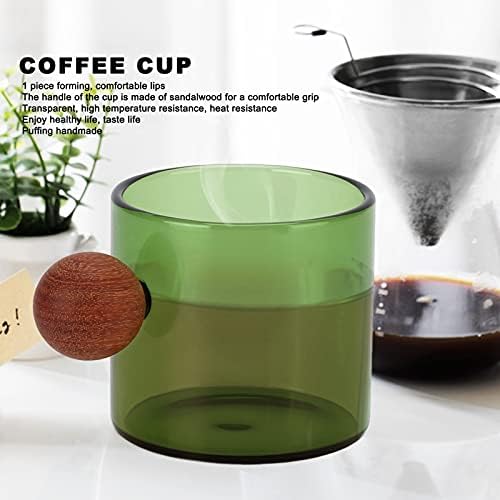 120ml Glass Coffee Mug, Clear Glass Coffee Cup with Wooden Handle, Heat Resistant Glass Cup for for Latte, Cappuccino, Tea and Hot Beverages, Suitable for Office Bar Party(Green) - Image 3