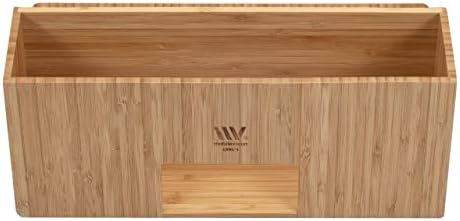 MobileVision Bamboo Desktop All-In-One Organizer for File Folders, Notepads, Pens, Stationary Items, Small Electronics and more - Image 4