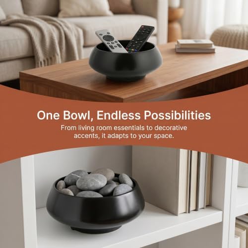 Irregular Ceramic Decorative Bowl Style Planter & Catchall Tray for Keys, Modern Centerpiece Bowl for Home Decor 8.5" L x 8.5" W x 3.5" H Black - Image 6