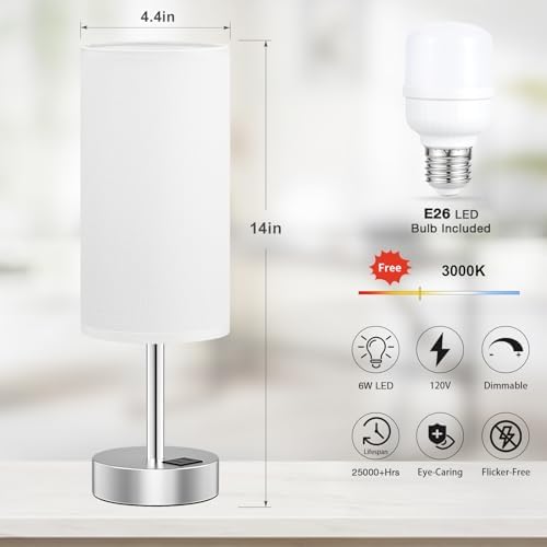 Dicoool Bedside Table Lamp for Bedroom - 3-Way Dimmable Touch Lamp, USB A+C - Image 6