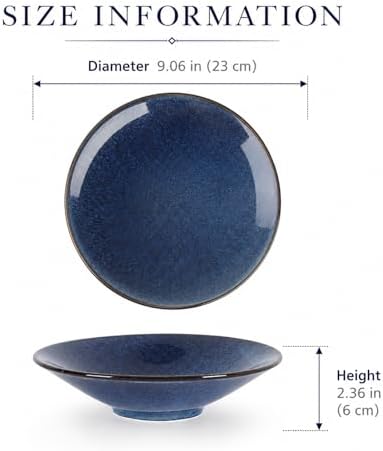 Blue Ceramic Bowl, 9in Blue Decorative Centerpiece Bowl for Coffee Table Decor - Image 2