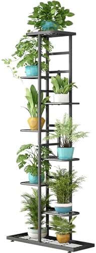 LINZINAR 8 Tier Plant Stand Indoor Outdoor Metal Flower Pot Display Shelf by LINZINAR