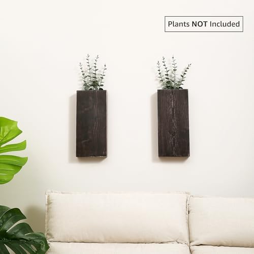 2 Pack Wood Wall Planter Vase for Greenery and Dried Flowers (Expresso) - Image 3