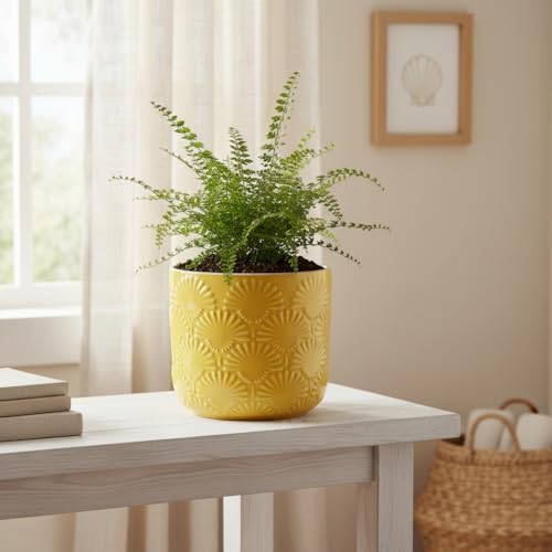 Boho Ceramic Planter，6.7" Contemporary Flower Pot for Indoor Outdoor Plants - Image 4