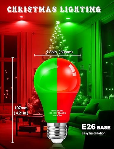 JandCase Christmas Red Green LED Light Bulb Outdoor Decor [4 Pack] - Image 3