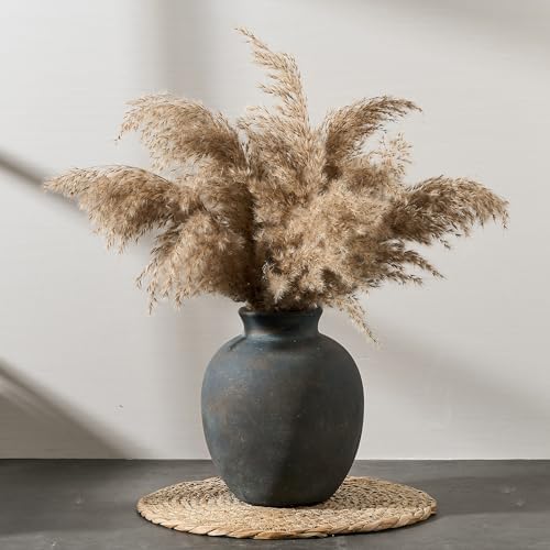 SIDUCAL Ceramic Decorative Flower Vase | 7.48 Inch Pottery Rustic Farmhouse Boho Vase for Home Decor, Table, Living Room, Bathroom, Coffee Desk, Shelf, Mantel Decoration, Wedding, Bronze - Image 2