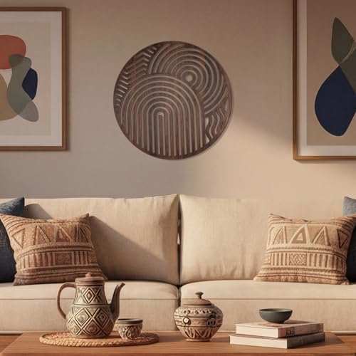Yerliker Mcm Decor Mid Century Modern Wood Wall Art, Circular - Image 5