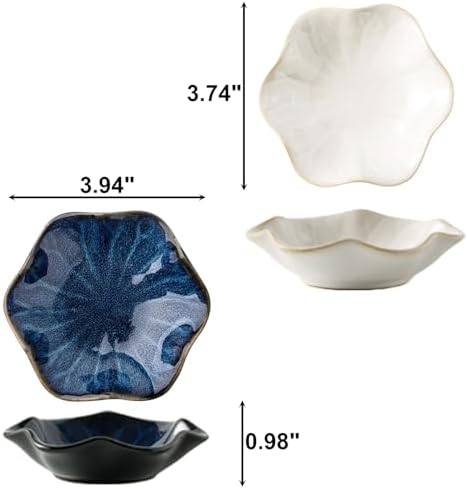 2Pcs Ceramic Jewelry Dish - Lotus Leaf Shape, for Ring Holder Necklace Small Key, Suitable for Mother Friend Sister, Gifts for Women, Cute Plate Trinket Tray, Home Decor (Blue & White) - Image 2