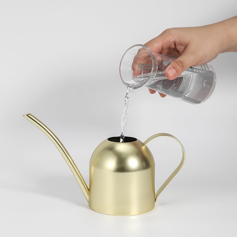 Gold Watering Can for Indoor Plants, 450ml/15oz Metal - Image 3