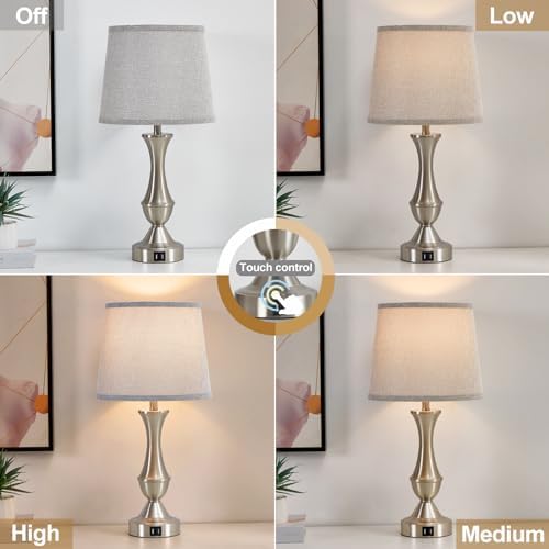 Touch Table Lamps Set of 2, 22" Tall Bedside Lamps, Nightstand Lamps - Image 2