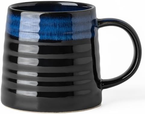 15.5oz Large Heavyweight Ceramic Mug, Reactive (Blue-Black) by TaoTaojarvieCeramics