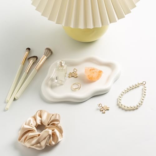 Ceramic Jewelry Tray, Cute Cloud Tray, White Trinket Dish, Ring Holder for Vanity Bathroom Nightstand Decor, Small Ring Dish Birthday Gifts for Women, Jewlery Plate Bowl for Keys, Candles - Image 5