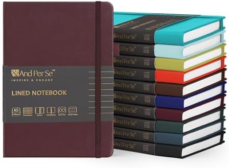 &And Per Se 10-Pack Lined Notebooks, A5 Hardcover, 160 Pages 100gsm Thick Paper, Office Supply Bulk Order, Corporate New Hire Kits, Breakroom Essentials – College Ruled, 10 Units (Solid Colors) by AndPerSe