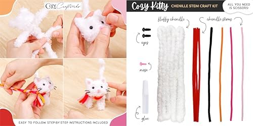 WeVeel Cozy Craftworks Kitty, Puppy, Blue Bird & Owl Chenille Stem Craft Kit Bundle for Teens & Adults – Mindful DIY Animal Craft, Tactile Pipe Cleaner Art Kit with QR Video Tutorials - Image 4