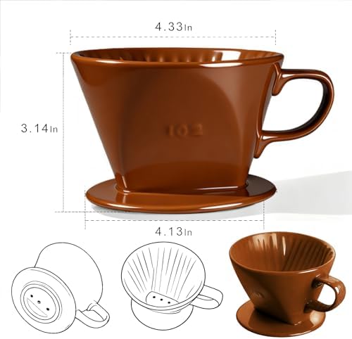 Ceramic Pour Over Coffee Dripper, V-Shaped Coffee Filter Cone - Image 4