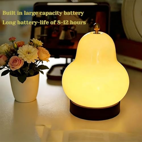 Bedside Touch Control Table Lamp,Pear Mini USB Rechargeable 3 Color Desk Lamp, Warm Ambient Portable Night Light for Bedroom Living Room Home Decor Ideal Gift for Men Women(Cream) - Image 5
