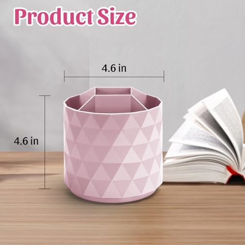 minimaliving Desk Organizer,Sparkling Diamond-like Pen Holder for Desk 360°Rotating Office Accessories,Pencil Cup with 5 Compartments Storage Box Caddy for Office,School,Home,Art Supply(Pink) - Image 6