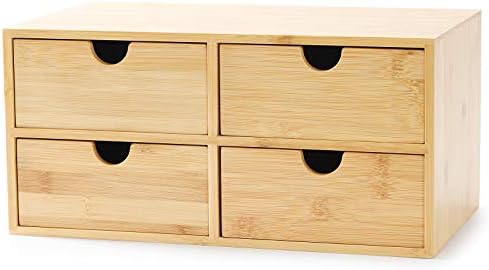 Bamboo Desk Drawer Organizer, Desktop Organizer with Drawers T(4 Drawes) by Wisuce