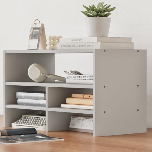 Wood Standing Desk Organizer with Five Storage Spaces, Desk Organizer Shelves with Storage for Classroom, Office, White - Image 7
