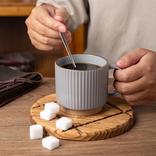 GBhome 15 OZ Stackable Coffee Mugs Set of 4, Ceramic Coffee Cups Set - Image 5