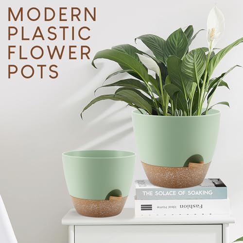 YNNICO Self Watering Plant Pots 10/9/8/7.5/7 inch for Indoor Plants - Image 6