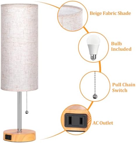 Dott Arts 18" Table Lamp for Bedroom, 3-Color Bedside Lamps with Pull Chain - Image 4