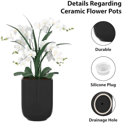 Ceramic Planter, 6 Inch Square Plant Pot with Drainage, Matte Black - Image 6