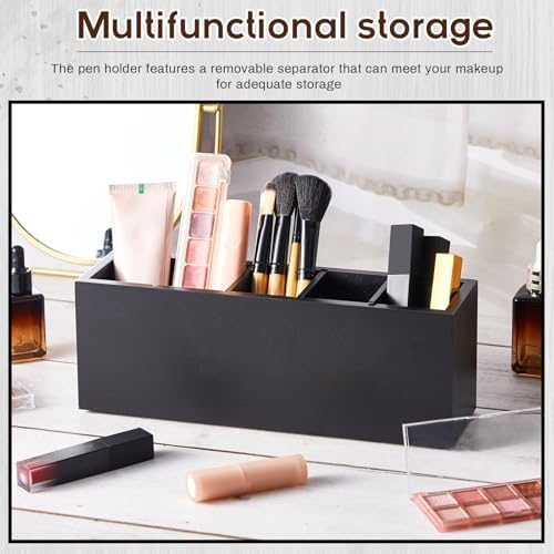Jetec Wooden Pencil Pen Holder for Desk, Black, 5 Compartments - Image 5