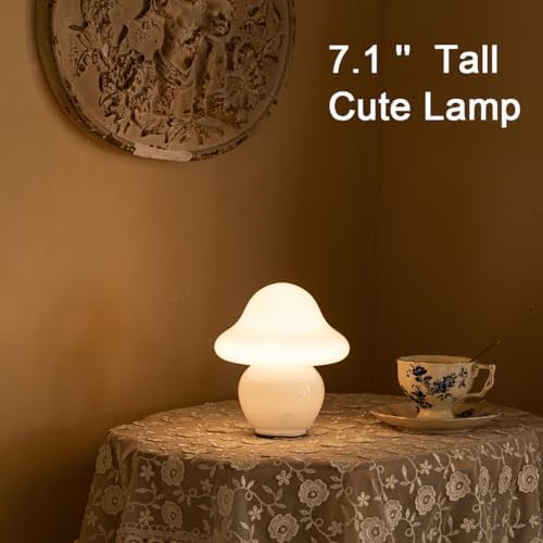 HEQET Mushroom Lamp Glass Mushroom Table Lamp for Bedrooms, Living Room, Aesthetic Lamps for Bedroom, Cute Bedside Lamp - Image 3