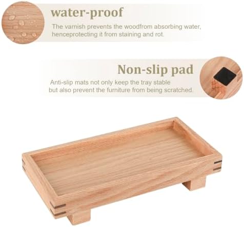 Bathroom Counter Tray Wooden Riser Display Kitchen Soap Holder, Brown - Image 3
