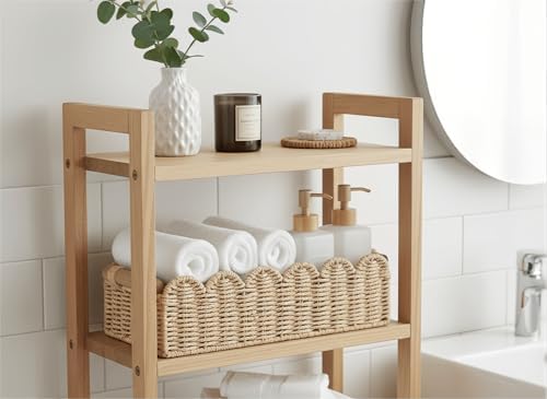 CubesLand Scalloped Toilet Paper Storage Basket W/Handle for Home Decor - Image 2