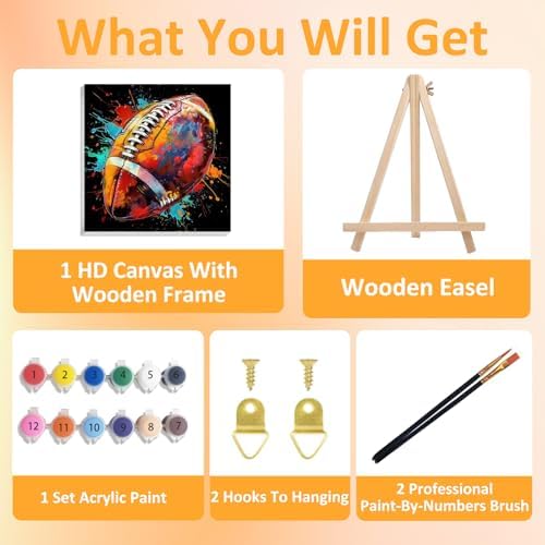 Mandun Football Paint by Numbers Kit for Kids, 8x8 inch - Image 4