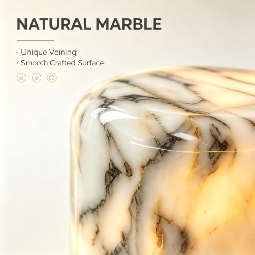 Natural Marble Lamp Cordless Touch Control Night Light 3-Way Dimmable Pat Light LED Ambient Glow Lamp Type-C Rechargeable Portable Stone Bedside Desk Lamp Zen Home Decor (Gold Calacatta) - Image 7
