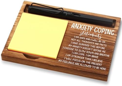 Positive Energy Office Gifts for Women, Positive Energy Gift, Positive Energy Desk Decor Thank You Gifts for Therapy, Wooden Notepad Pen Holder With Appreciation Quotes,16.5 x 12 x 1.5 cm,XXN22 by FOUGSTA
