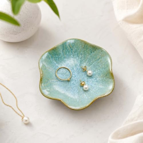 Blue Green Jewelry Dish Tray, leaf Ring Dish Tray, Earring Holder Dish - Image 3