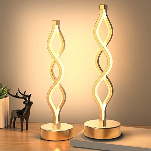 NUÜR Gold Table Lamps Set of 2, 15.8 Inch LED Bedside Lamps by NU%C3%9CRLightning