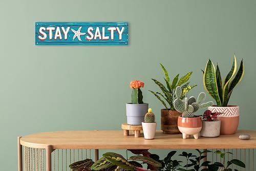 AWISZZZ Stay Salty Metal Tin Signs Summer Beach Decorations for Home Starfish Decor Beach Theme House Room Bedroom Bathroom Decor Sign for Classroom 4x16 In - Image 4