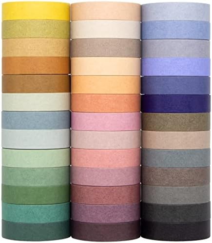 MOOKER 39 Rolls Washi Tape Set - Morandi Colored Masking Tape, Thin Vintage Tape for Journaling, Scrapbooking Supplies, Crafts Aesthetic, Gift (Nature Color 10mm) by MOOKER