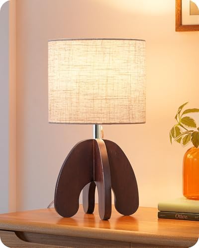 EDISHINE 14.37'' Small Table Lamp, Modern Bedside Lamp, Linen Shade, E26 by EDISHINE