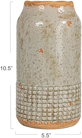 Creative Co-Op Round Terra-Cotta Hobnail Planter Vase with Heavily Distressed Finish, Grey - Image 2