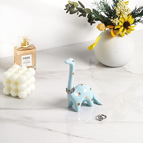PUDDING CABIN Blue Dinosaur Ring Holder Engagement Wedding Ring Stand, Rings Oragnizer, Mothers Day Christmas Birthday Gifts for Women, Dinosaur Decor - Image 5
