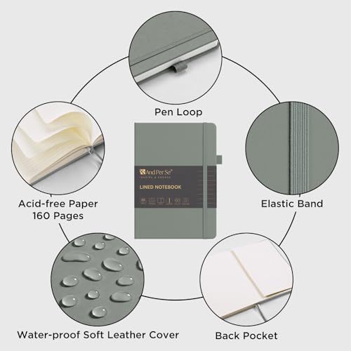 &And Per Se Lined Journal Notebook, 160 Pages, A5 5.7 x 8 inches College Ruled Thick Paper Notebook Journals for Writing, Hardcover Notebooks for Women Men Office School (1 Pack, Dark Grey) - Image 4